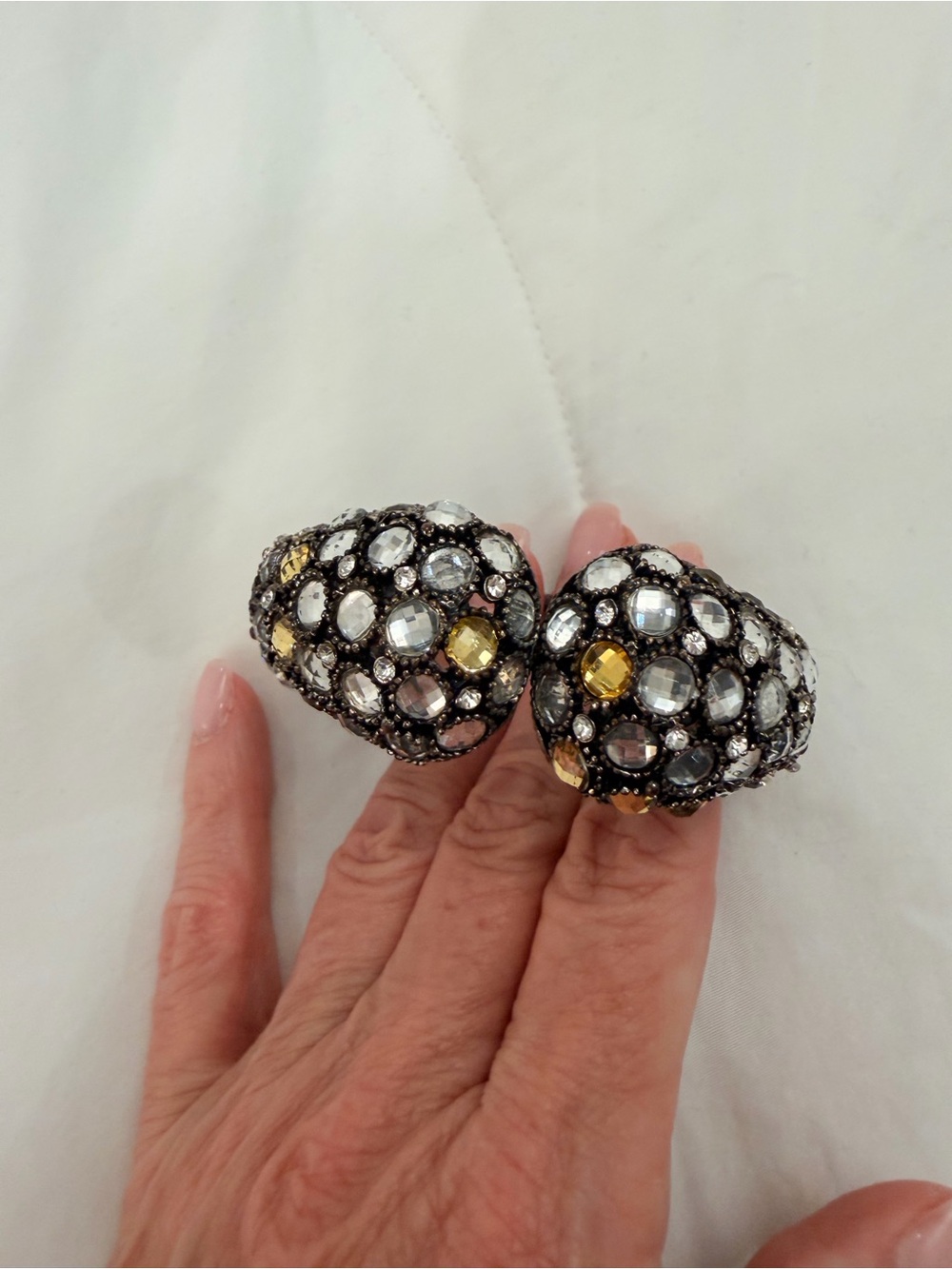 Crystal Cluster Dome Bracelet in Silver and Gold Tones